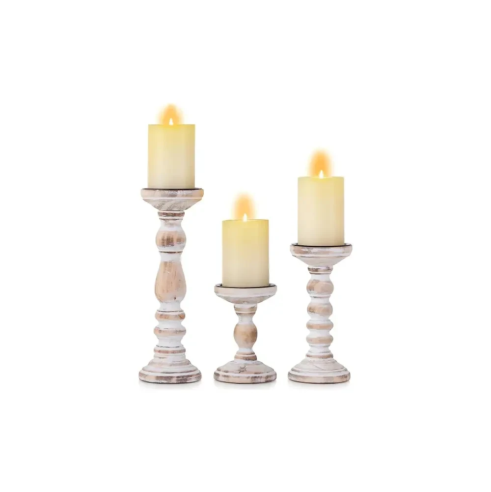 Hanobe Wood Candle Holders